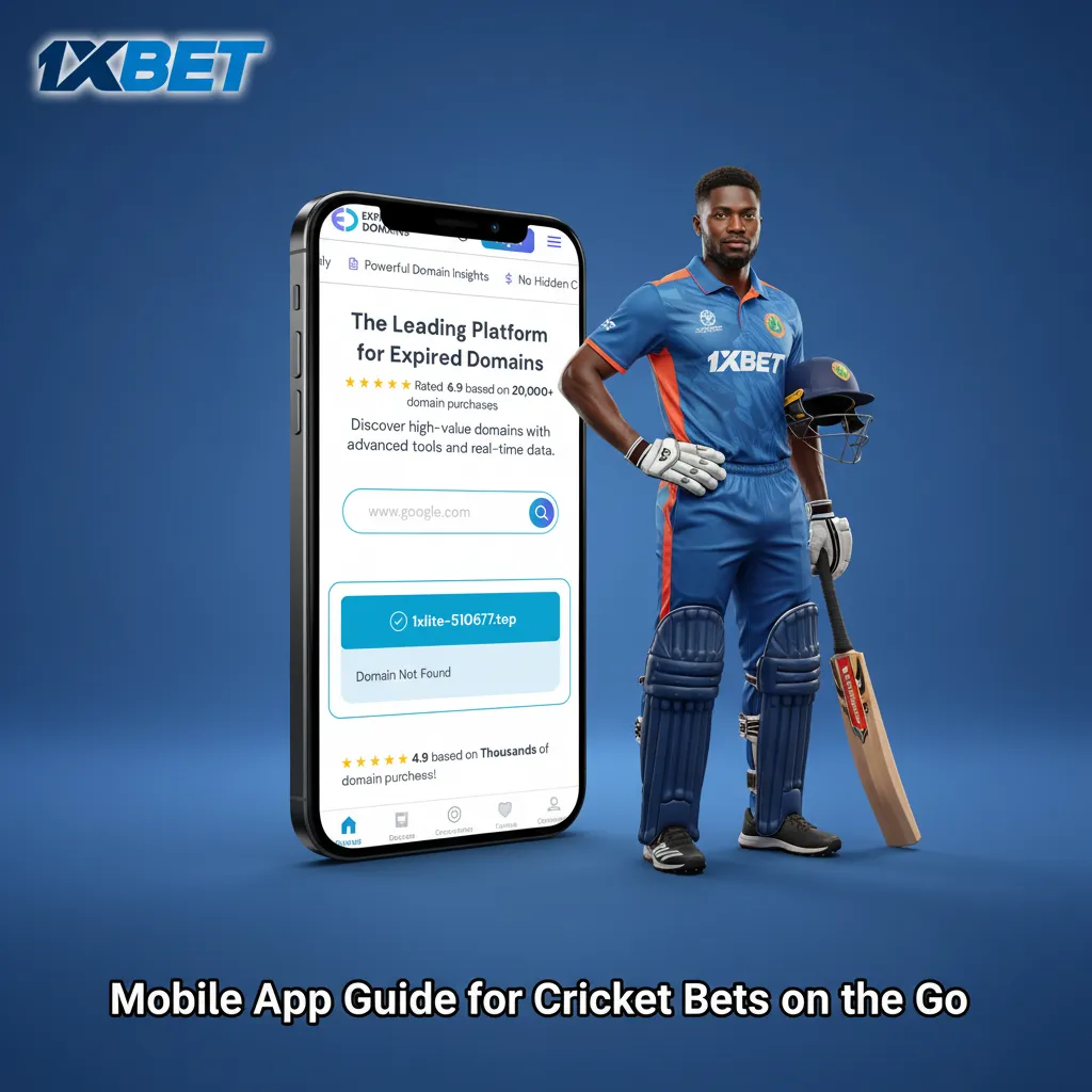 Phone screen with cricket betting app: pre‑match/live tabs, clear odds, bet slip, cash out, live scores, push alerts.