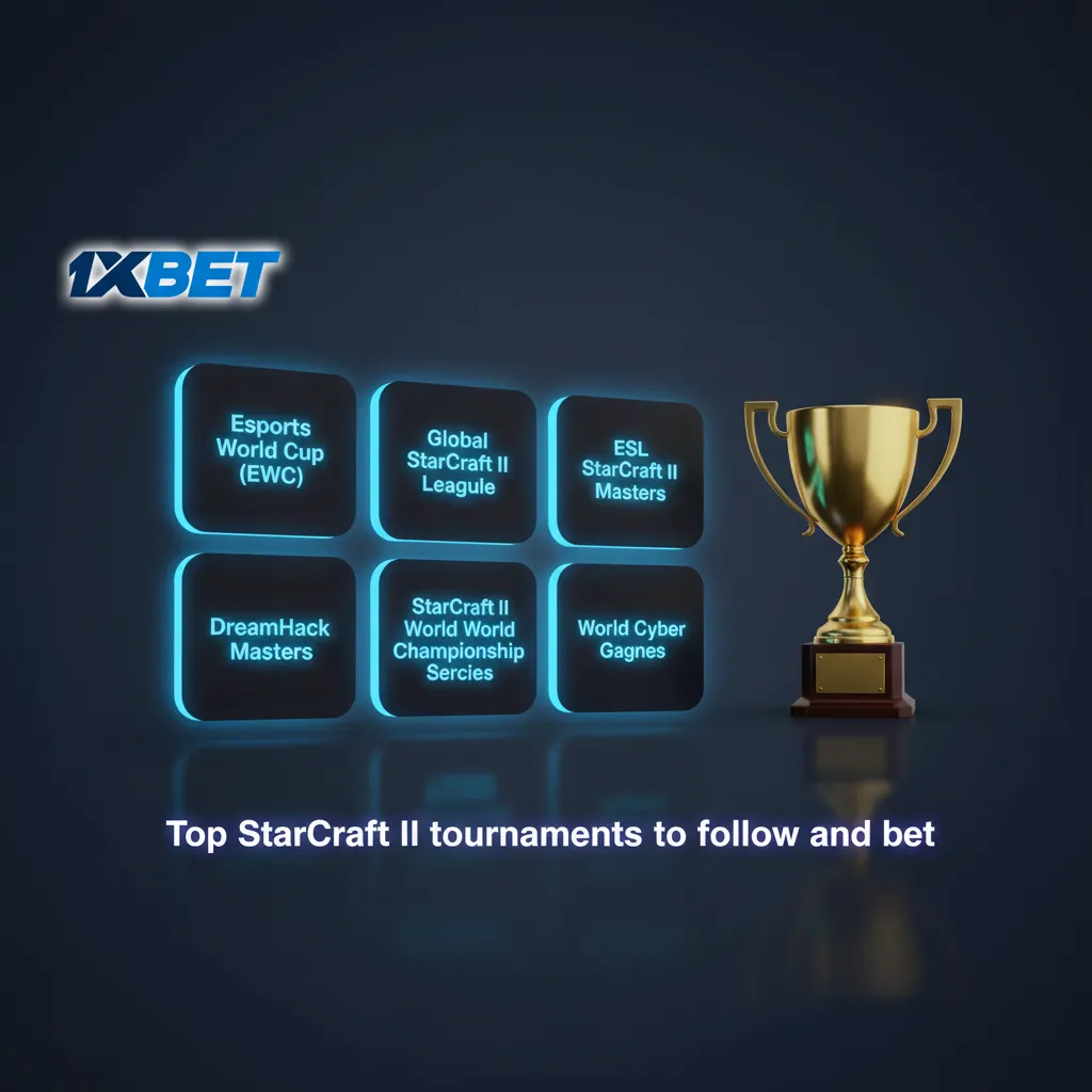 StarCraft II tournaments graphic with EWC, GSL, ESL, IEM Katowice, WTL, TSL; brackets and odds theme for betting fans.
