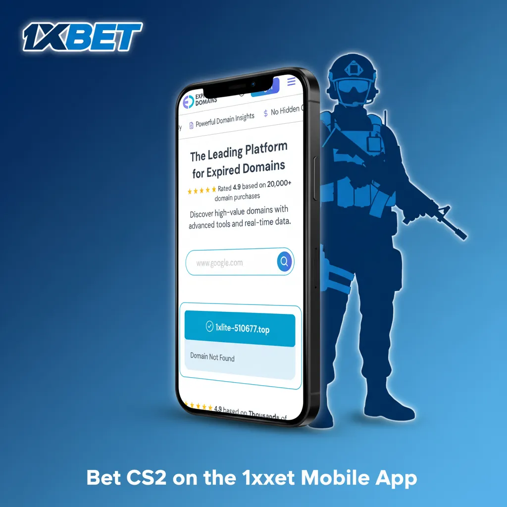 Smartphone displaying 1xbet app with CS2 esports odds, live matches, bet slip, and cash-out options.