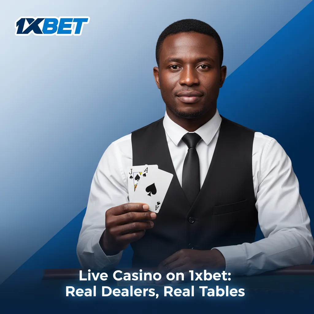 1xbet Live Casino with real dealer at table; roulette, blackjack, baccarat, poker, and game shows like Lightning.