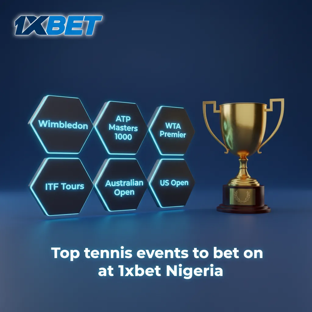 List of tennis events to bet on at 1xBet Nigeria: Grand Slams, ATP/WTA tours, Davis Cup, Laver/United Cup, Challenger, ITF.